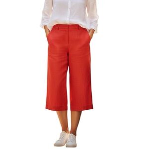 J. Crew dark orange linen wide leg cropped chino pants Sz 8 excellent condition